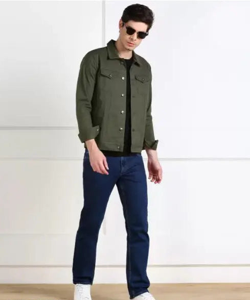 Men's Stylish Green Button Down Jacket