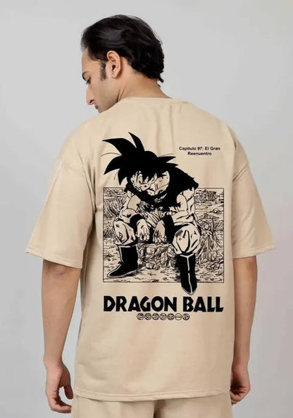 Baggy Cotton Round Neck T-Shirt | Anime Print Oversized T-Shirt | Goku Anime Back Print Cotton T-Shirt  Pack Of 1