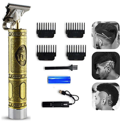 Buddha Hair Trimmer Professional Rechargeable Cordless Electric Hair Clippers Trimmer Hair Cutting Kit with 4 Guide Combs for Men T-Blade