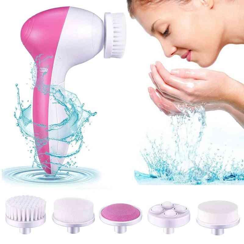 5 in 1 Portable Electric Facial Cleaner Battery Powered Multifunction Massager,