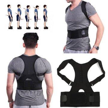 Fully Adjustable Hunchbacked Posture Corrector Back Magnets Support Brace Shoulder Band Belt (M)