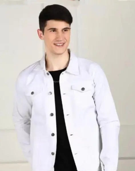 Men's trendy White pure Cotton Jacket