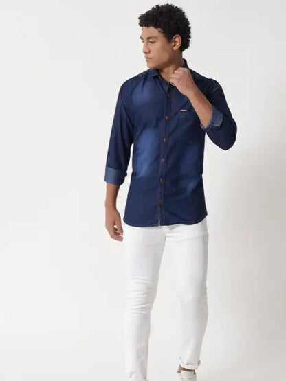 The Mens Silky Dark Blue Shirt