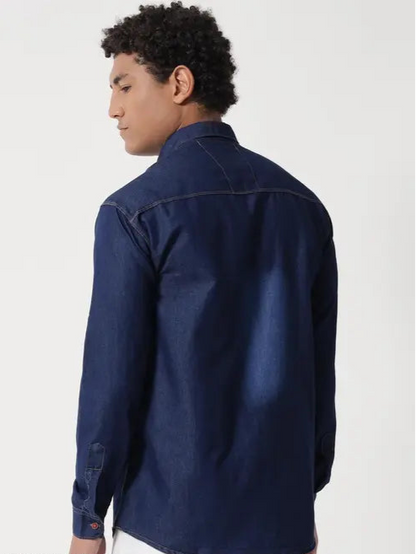 The Mens Silky Dark Blue Shirt