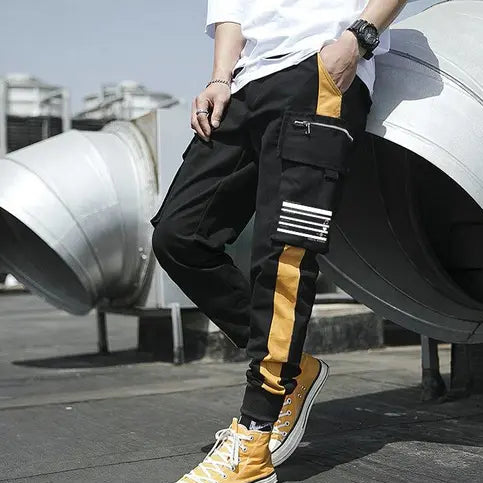 Men's Stripes Jogger Pants Black Track Pants