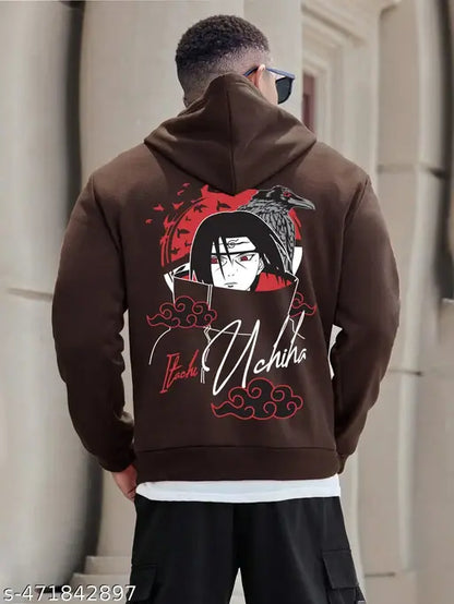 MEN'S BROWN Color Full Sleeve Graphic Printed Hoodie