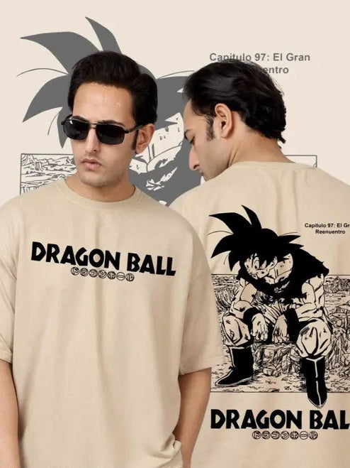 Baggy Cotton Round Neck T-Shirt | Anime Print Oversized T-Shirt | Goku Anime Back Print Cotton T-Shirt  Pack Of 1