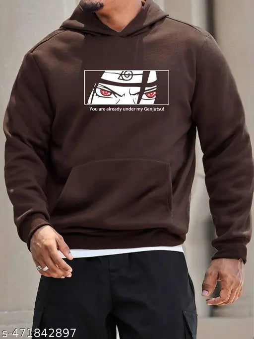 MEN'S BROWN Color Full Sleeve Graphic Printed Hoodie